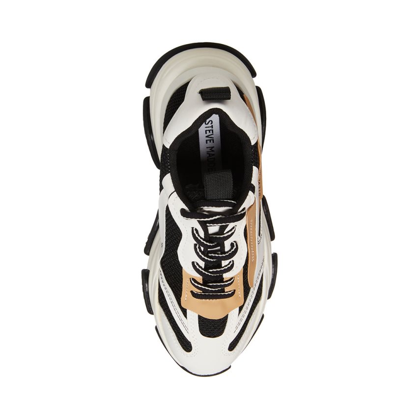 Black / White / Beige Steve Madden Possession Women's Sneakers | PH 1652BVZ